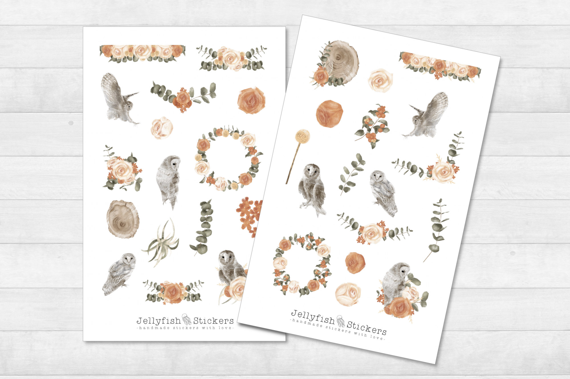 Herbst Eulen Sticker Set